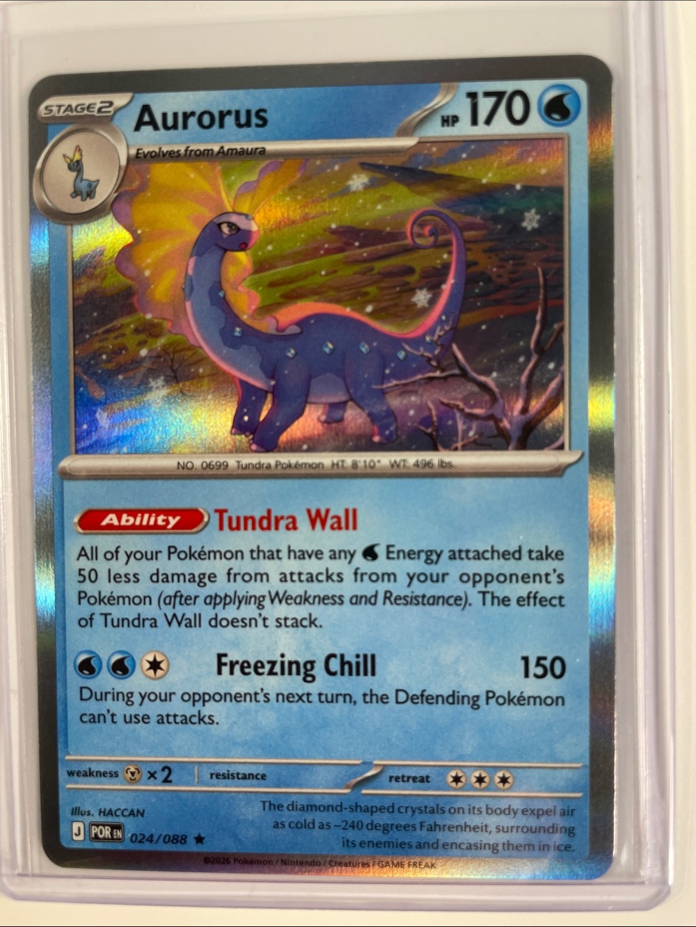 Pokemon Aurorus Holo Card - Blue, Purple, Yellow